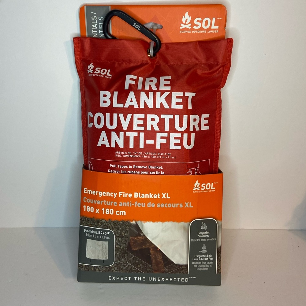 NEW: SOL Emergency Fire Safe Fire Blanket 5.9 x 5.9' 180x 180 cm XL